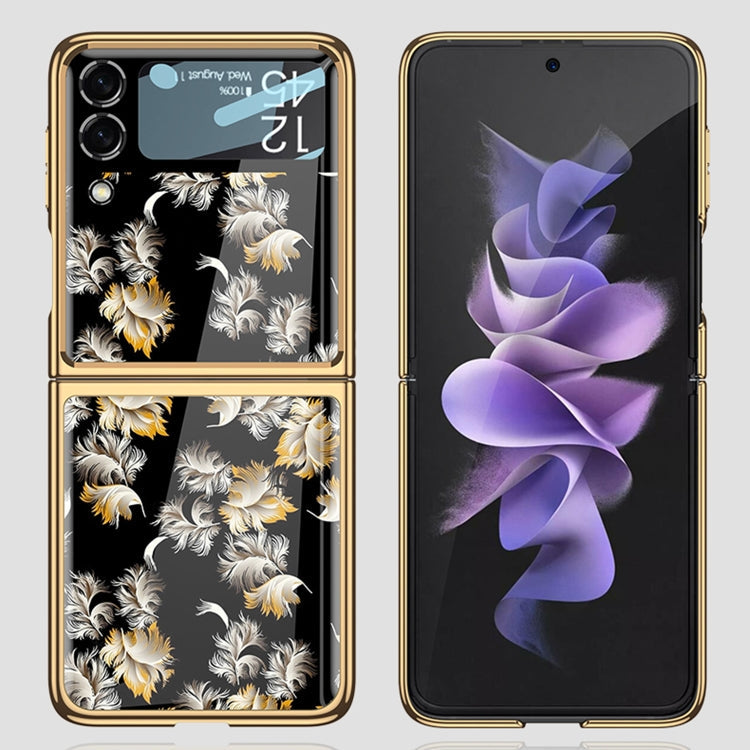 GKK Floral Pattern Electroplating Painted Glass Case Samsung Z Flip3