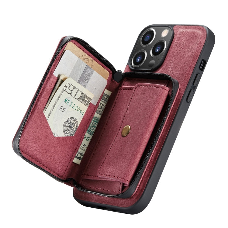 JEEHOOD Magnetic Zipper Flip Leather Case iPhone 13 Pro