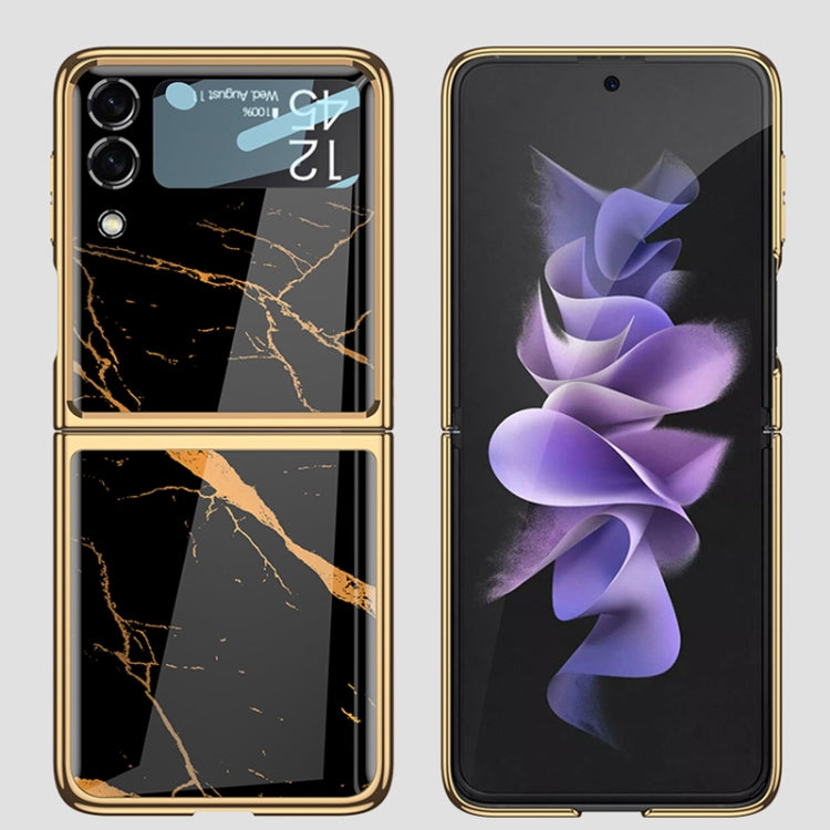 GKK Electroplating Marble Tempered Glass Case Samsung Z Flip3