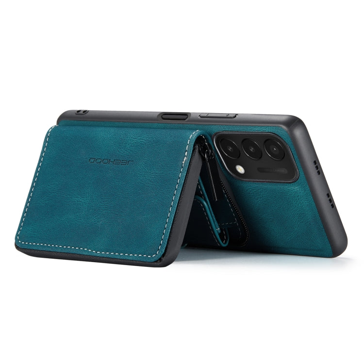 JEEHOOD Magnetic Zipper Flip Leather Case OnePlus Nord N200 5G