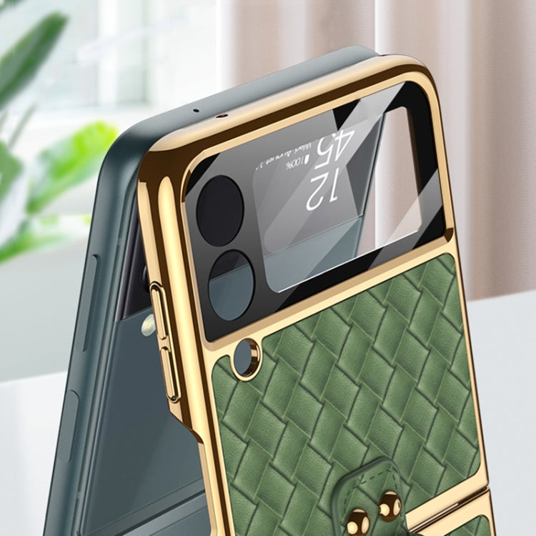 GKK Integrated Plating Weave Texture Case with Ring Samsung Z Flip3