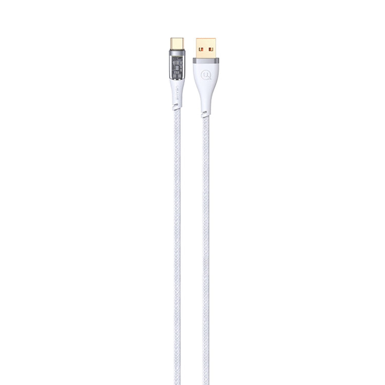 USAMS US-SJ572 Type-C / USB-C 66W Aluminum Alloy Transparent Charging Cata Cable, Length: 1.2m