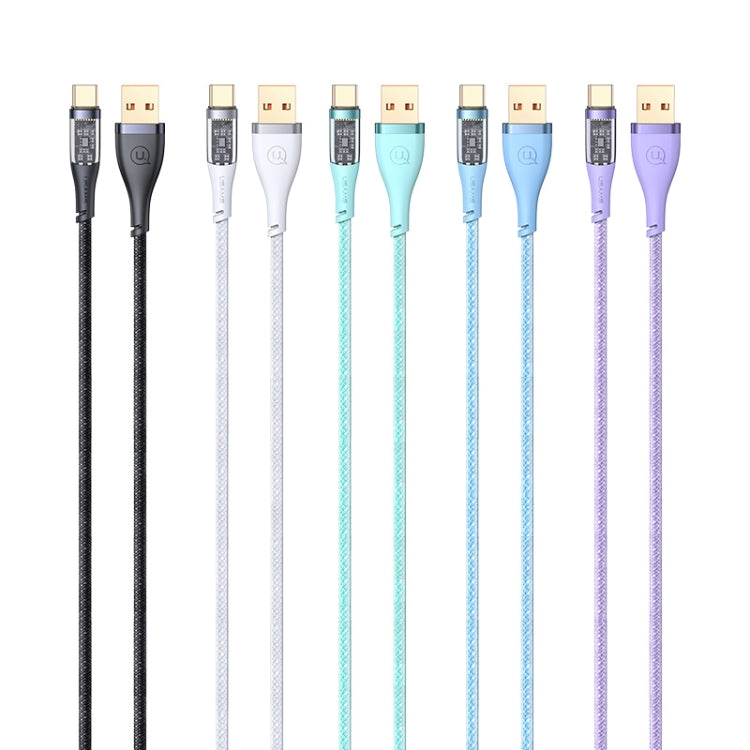 USAMS US-SJ572 Type-C / USB-C 66W Aluminum Alloy Transparent Charging Cata Cable, Length: 1.2m