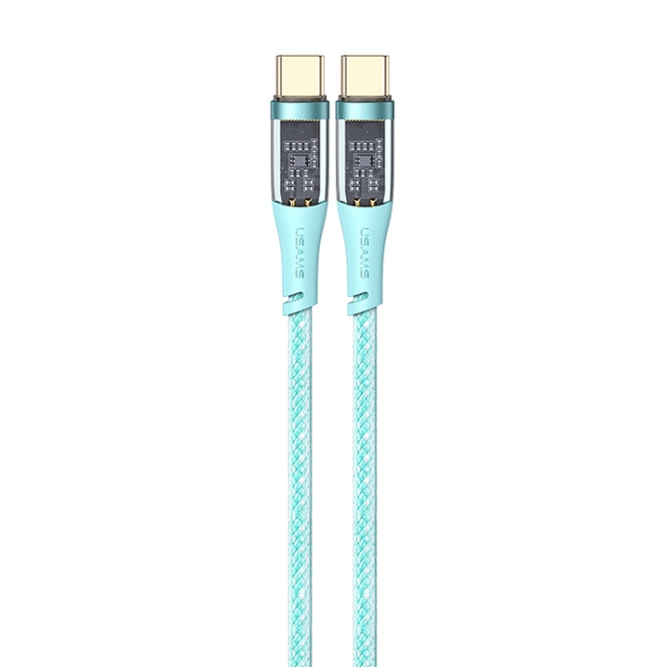 USAMS US-SJ574 Type-C / USB-C to Type-C / USB-C PD 100W Aluminum Alloy Transparent Charging Cata Cable, Length: 1.2m