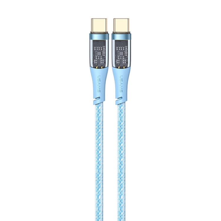 USAMS US-SJ574 Type-C / USB-C to Type-C / USB-C PD 100W Aluminum Alloy Transparent Charging Cata Cable, Length: 1.2m