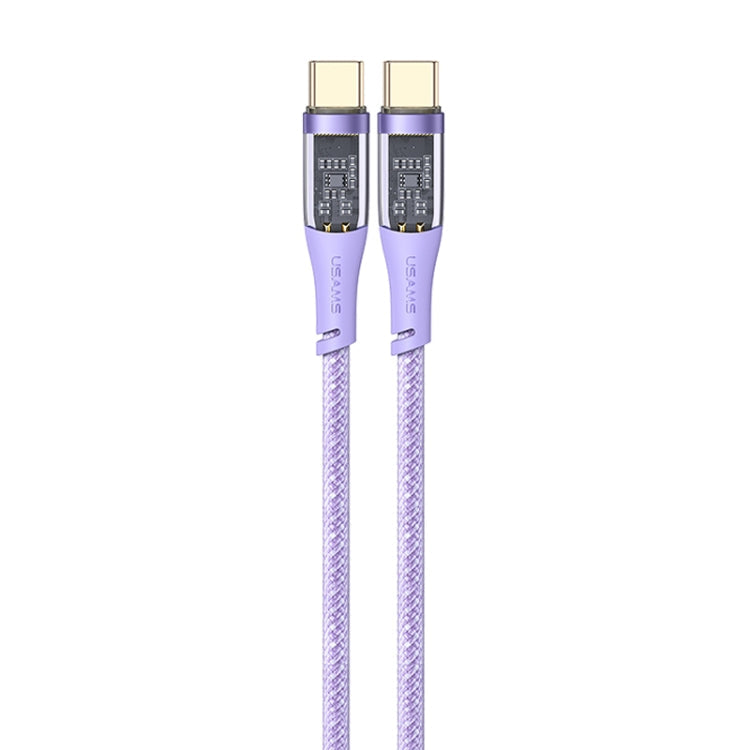 USAMS US-SJ574 Type-C / USB-C to Type-C / USB-C PD 100W Aluminum Alloy Transparent Charging Cata Cable, Length: 1.2m