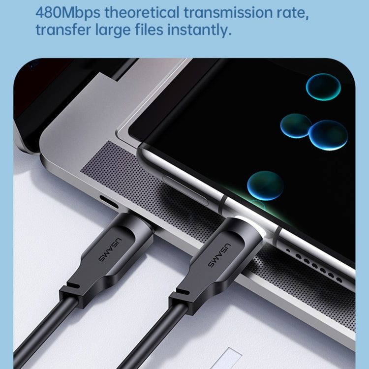 USAMS US-SJ567 Type-C/USB-C to Type-C/USB-C PD 100W Fast Charing Data Cable with Light, Length: 1.2m