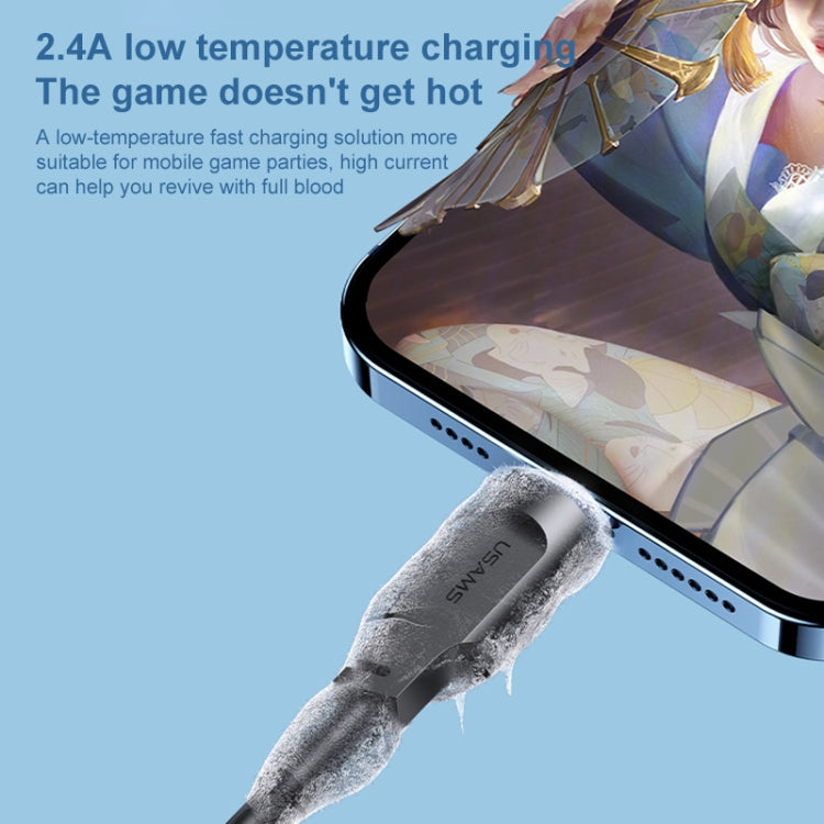 USAMS US-SJ565 8 Pin Fast Charing Data Cable with Light, Length: 1.2m