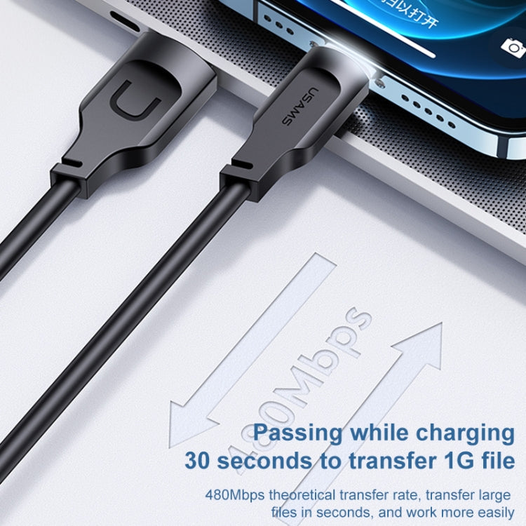 USAMS US-SJ565 8 Pin Fast Charing Data Cable with Light, Length: 1.2m