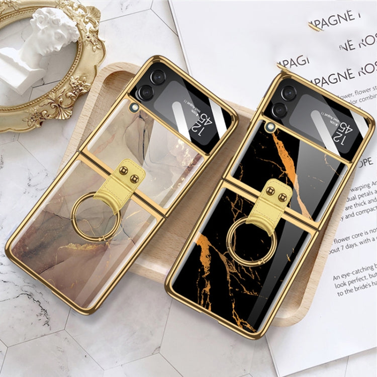 GKK Electroplating Tempered Glass Painted Case with Ring Samsung Z Flip3