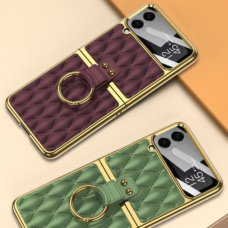 GKK Integrated Plating Leather Case with Ring Samsung Z Flip4