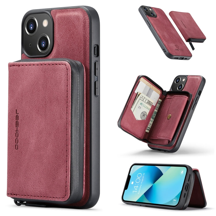 JEEHOOD Magnetic Zipper Flip Leather Case iPhone 14