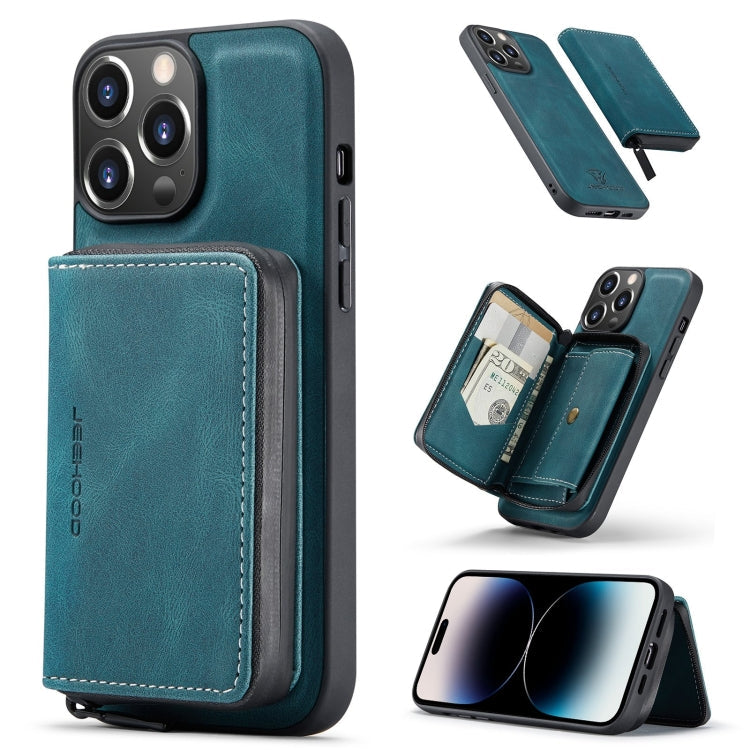 JEEHOOD Magnetic Zipper Flip Leather Case iPhone 14 Pro