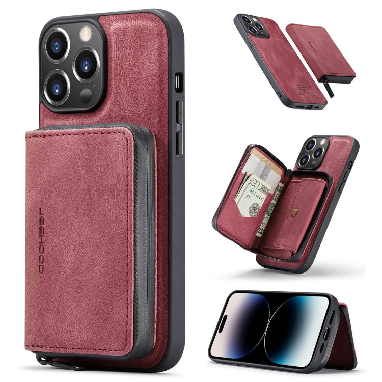 JEEHOOD Magnetic Zipper Flip Leather Case iPhone 14 Pro