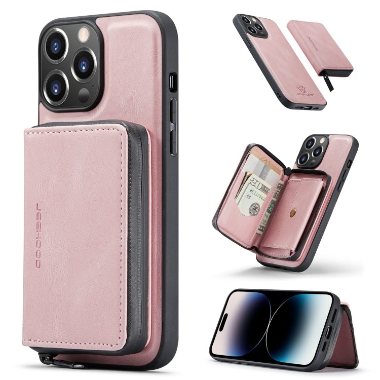 JEEHOOD Magnetic Zipper Flip Leather Case iPhone 14 Pro