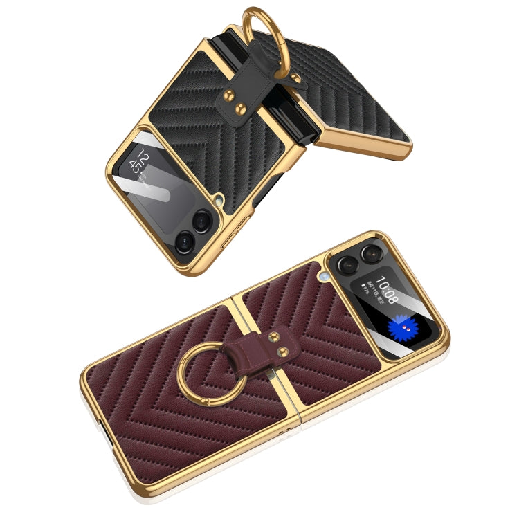 GKK Integrated Plating Vegan Leather Case with Ring Samsung Z Flip4