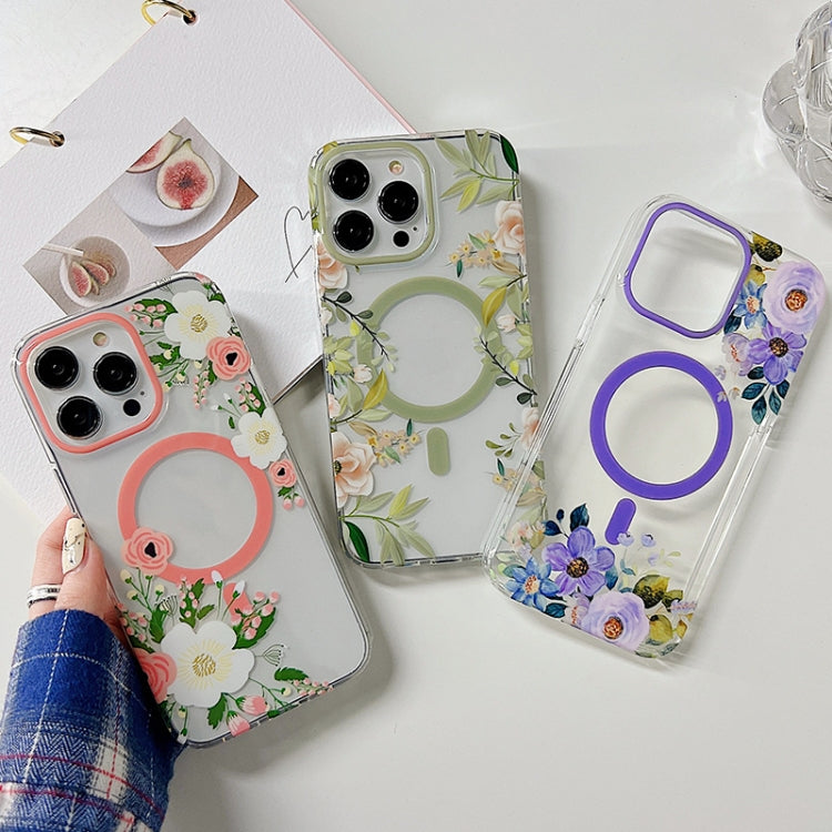 Dual-side Laminating Flowers Magsafe Case iPhone 14