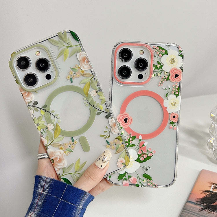 Dual-side Laminating Flowers Magsafe Case iPhone 14