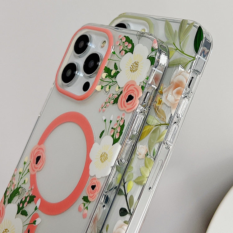 Dual-side Laminating Flowers Magsafe Case iPhone 14