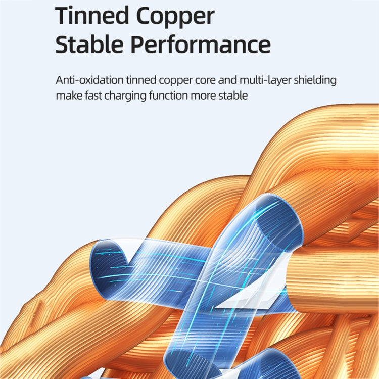 USAMS US-SJ583 PD 20W Iceflake Series Type-C to 8 Pin Right Angle Transparent Fast Charge Data Cable, Cable Length:1.2m