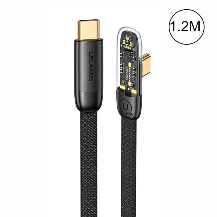 USAMS US-SJ584 PD 100W Iceflake Series Type-C to Type-C Right Angle Transparent Fast Charge Data Cable, Cable Length:1.2m