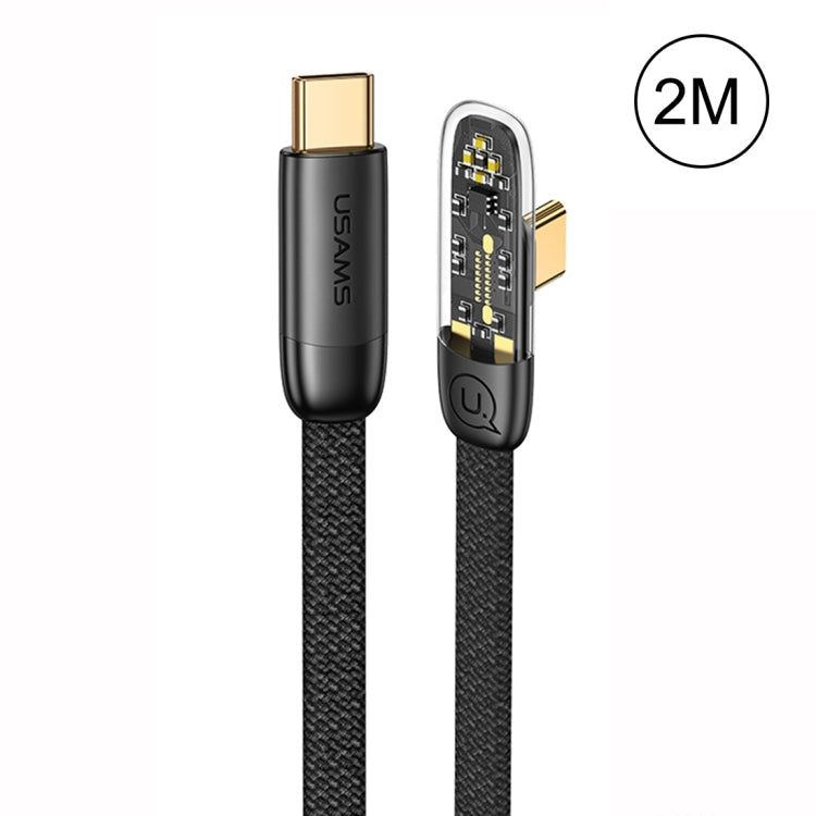 USAMS US-SJ584 PD 100W Iceflake Series Type-C to Type-C Right Angle Transparent Fast Charge Data Cable, Cable Length:2m