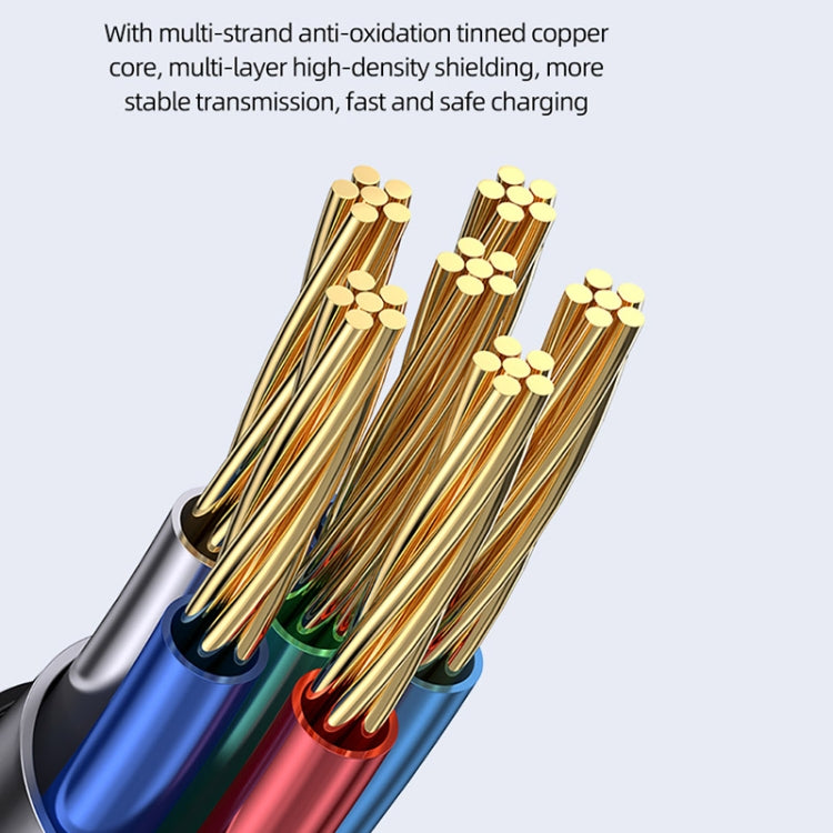 USAMS Type-C to 8 Pin PD20W Aluminum Alloy Transparent Digital Display Fast Charge Data Cable, Cable Length:1.2m