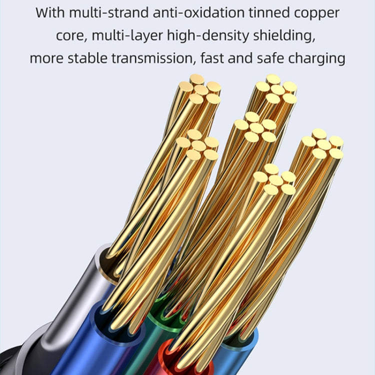 USAMS Type-C to Type-C PD100W Aluminum Alloy Transparent Digital Display Fast Charge Data Cable, Cable Length:1.2m