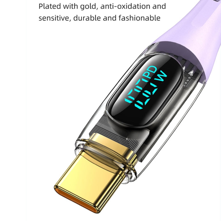 USAMS Type-C to Type-C PD100W Aluminum Alloy Transparent Digital Display Fast Charge Data Cable, Cable Length:1.2m