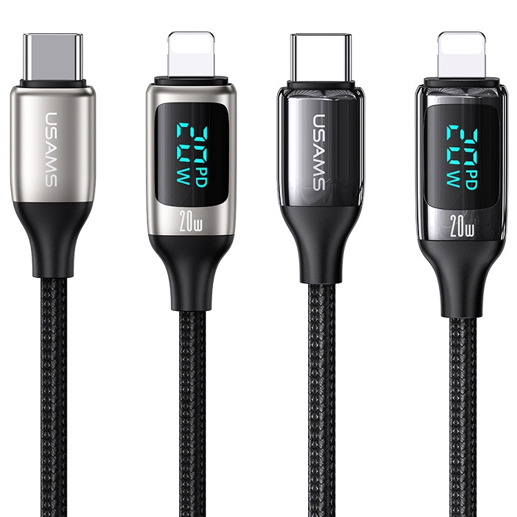 USAMS US-SJ545 U78 Type-C / USB-C to 8 Pin PD Aluminum Alloy Digital Display Fast Charging Data Cable, Length: 1.2m