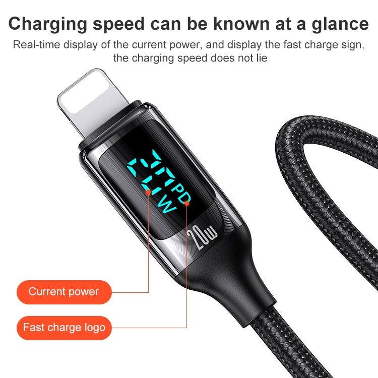 USAMS US-SJ545 U78 Type-C / USB-C to 8 Pin PD Aluminum Alloy Digital Display Fast Charging Data Cable, Length: 1.2m