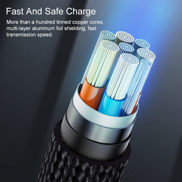 USAMS US-SJ448 U55 2A 8 Pin Aluminum Alloy Weave Charging Cable, Length:1m