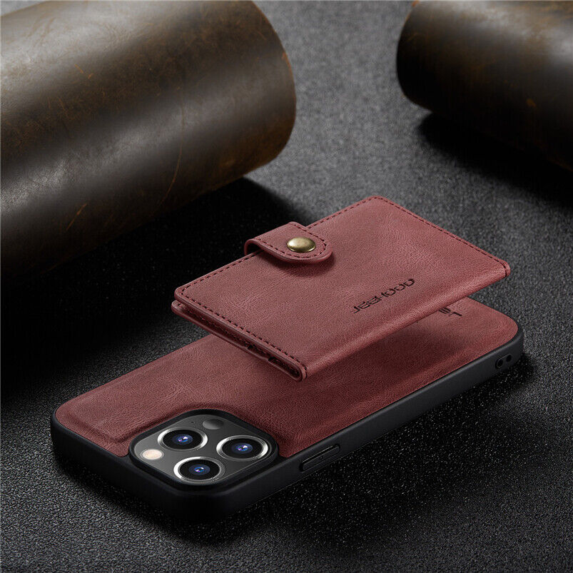 JEEHOOD Retro Magnetic Detachable Wallet Case iPhone 13 Pro Max