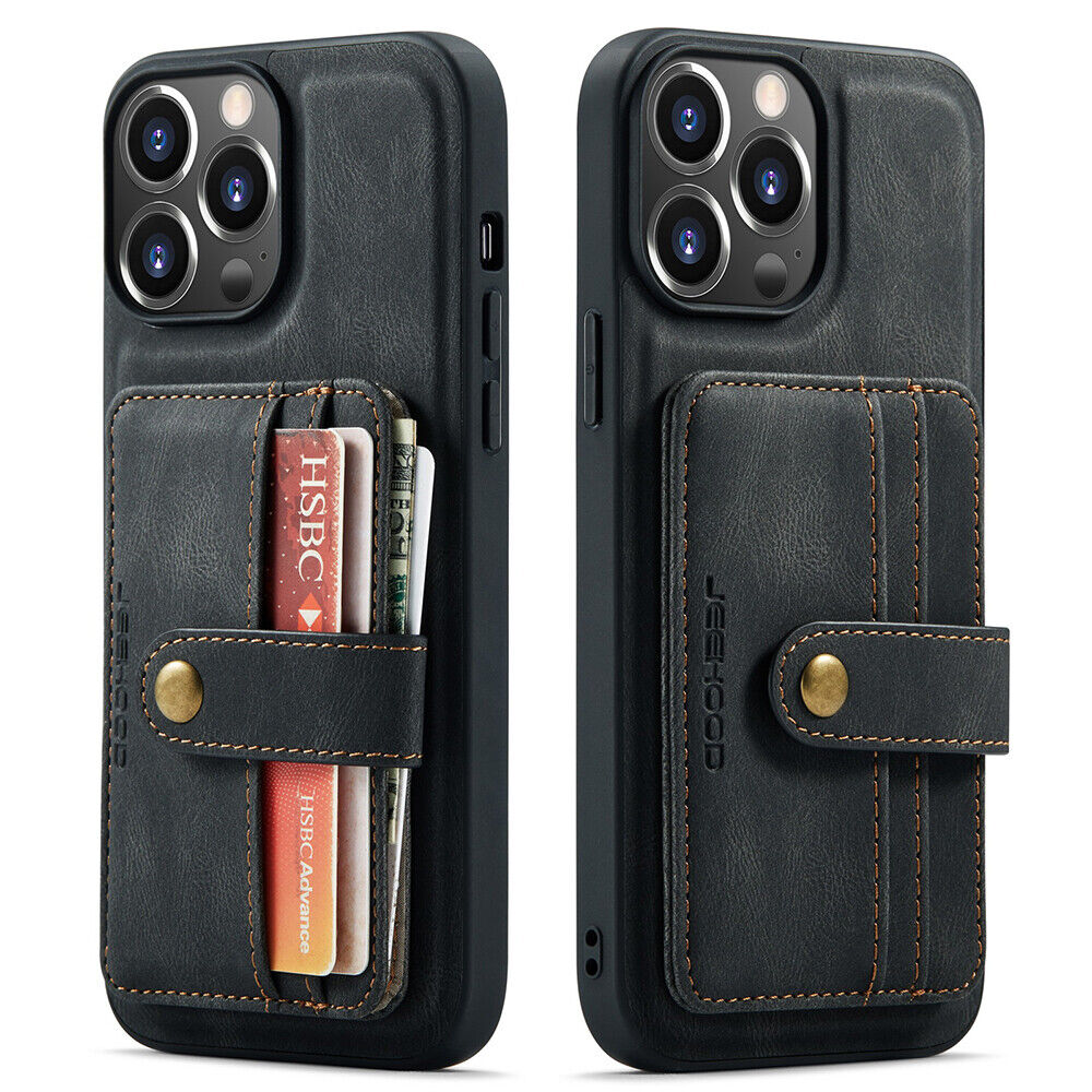 JEEHOOD RFID Blocking Anti-Theft Wallet Case iPhone 12 Pro Max